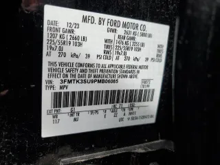 2023 Ford Mustang Mach-E Premium с VIN 3FMTK3SU9PMB06085, выставлен на аукционе Copart как лот 58327325 с пробегом Не указан миль и Списание • Salvage title. История ставок и продаж доступна на DreamBid. Изображение 14.