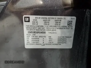 2015 GMC Terrain SLE with VIN 2GKFLRE30F6346580, listed as a Copart auction lot 57677715 with 115,765 mi miles and Salvage title. Bid and sale history available at DreamBid. Image 13.