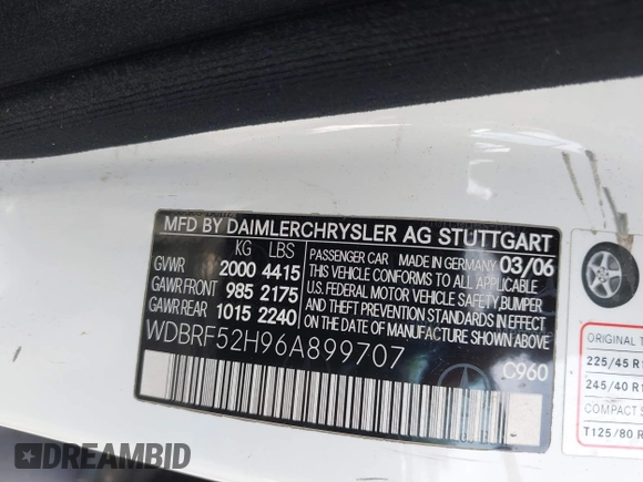 2006 Mercedes-Benz C 230 Sport z VIN WDBRF52H96A899707, wystawiony jako IAAI lot #41698121 z przebiegiem 82 976 mil mil oraz . Historia ofert i sprzedaży dostępna na DreamBid. Obrazek 9.