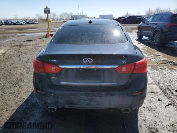 2016 Infiniti Q50 2.0t Premium with VIN JN1CV7AR1GM252477, listed as a Copart auction lot 50383735 with 162,622 mi miles and Salvage Title. Bid and sale history available at carsss.com. Image 6.