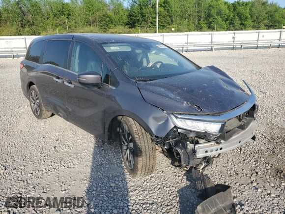 2021 Honda Odyssey Touring with VIN 5FNRL6H85MB012325, listed as a Copart auction lot 53367115 with Not provided miles and Salvage title. Bid and sale history available at DreamBid. Image 4.