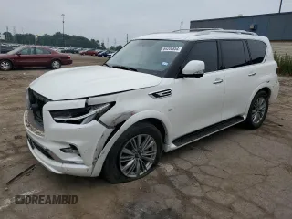 2018 Infiniti QX80 with VIN JN8AZ2NFXJ9663645, listed as a Copart auction lot 64206854 with 91,809 mi miles and Clean Title. Bid and sale history available at carsss.com. Image 1.