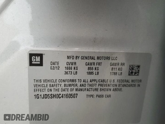 2012 Chevrolet Sonic LT z VIN 1G1JD5SH0C4160507, wystawiony jako Copart lot #49842145 z przebiegiem 134 777 mil mil oraz Czysty tytuł • Clean title. Historia ofert i sprzedaży dostępna na DreamBid. Obrazek 12.