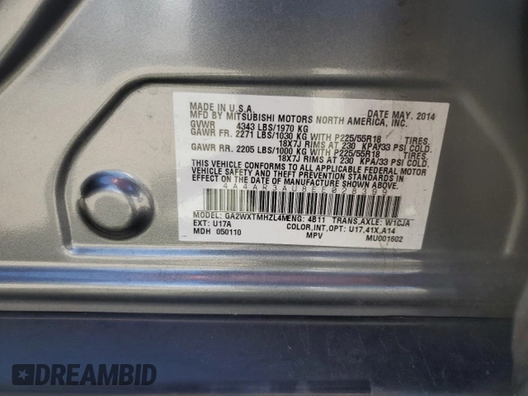 2014 Mitsubishi Outlander Sport ES with VIN 4A4AR3AU8EE028399, listed as a Copart auction lot 52825415 with 41,930 mi miles and Salvage Title. Bid and sale history available at carsss.com. Image 13.