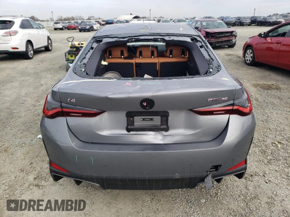 2024 BMW i4 eDrive40 with VIN WBY73AW0XRFR74533, listed as a Copart auction lot 46370845 with 15,469 mi miles and Salvage Title. Bid and sale history available at carsss.com. Image 6.