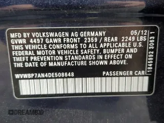 2013 Volkswagen CC Sport with VIN WVWBP7AN4DE508648, listed as a Copart auction lot 85769284 with 88,300 mi miles and Salvage Title. Bid and sale history available at carsss.com. Image 12.