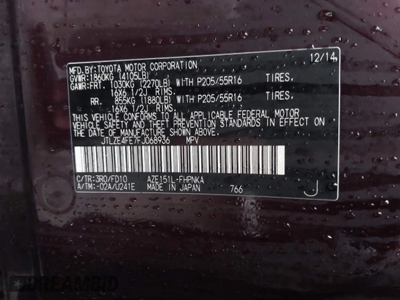 2015 Scion xB with VIN JTLZE4FE7FJ068936, listed as a IAAI auction lot 41565886 with 94,671 mi miles. Bid and sale history available at carsss.com. Image 9.