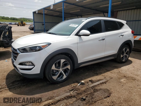 2017 Hyundai Tucson Limited z VIN KM8J3CA28HU296608, wystawiony jako Copart lot #58847025 z przebiegiem 94 306 mil mil oraz Czysty tytuł • Clean title. Historia ofert i sprzedaży dostępna na DreamBid. Obrazek 1.