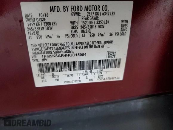 2017 Ford Police Interceptor Utility z VIN 1FM5K8AR4HGB15954, wystawiony jako Copart lot #61997335 z przebiegiem 98 412 mil mil oraz Szkoda całkowita • Salvage title. Historia ofert i sprzedaży dostępna na DreamBid. Obrazek 13.