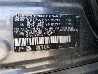 2022 Toyota RAV4 XLE Premium with VIN 2T3C1RFV1NC204487, listed as a Copart auction lot 86900914 with 32,679 mi miles and Salvage title. Bid and sale history available at DreamBid. Image 12.