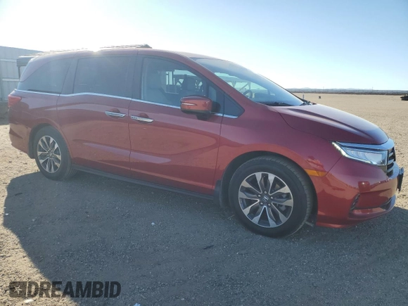 2022 Honda Odyssey EX-L with VIN 5FNRL6H70NB062087, listed as a Copart auction lot 46378875 with 69,965 mi miles and Salvage Title. Bid and sale history available at DreamBid. Image 4.