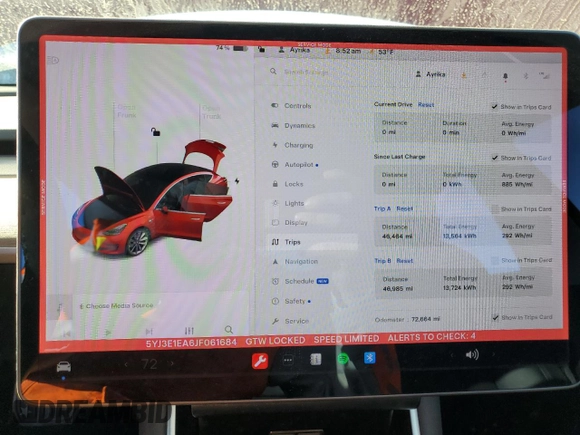 2018 Tesla Model 3 Long Range Battery with VIN 5YJ3E1EA6JF061684, listed as a Copart auction lot 48162895 with 72,664 mi miles and Salvage Title. Bid and sale history available at DreamBid. Image 9.