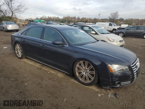 2013 Audi A8 L 4.0L with VIN WAUR2AFD9DN034039, listed as a Copart auction lot 77775634 with 191,803 mi miles and Salvage Title. Bid and sale history available at carsss.com. Image 4.