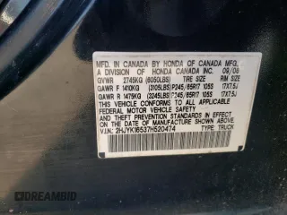 2007 Honda Ridgeline RTL w/Leather with VIN 2HJYK16537H520474, listed as a Copart auction lot 50600625 with 197,283 mi miles and Salvage Title. Bid and sale history available at carsss.com. Image 14.