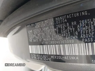2004 Toyota Avalon XL with VIN 4T1BF28B04U365099, listed as a IAAI auction lot 41500378 with 208,797 mi miles and . Bid and sale history available at DreamBid. Image 9.