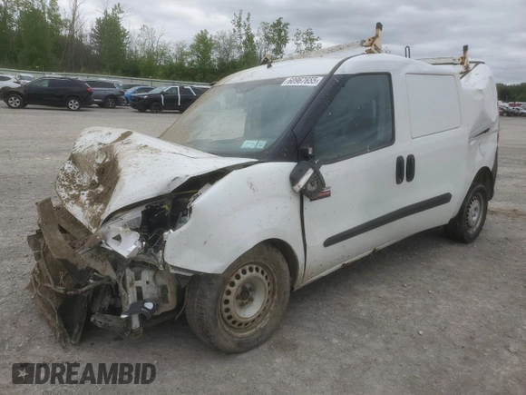 2017 Ram ProMaster City Cargo Tradesman with VIN ZFBERFAB0H6E22587, listed as a Copart auction lot 60967655 with 105,237 mi miles and Salvage title. Bid and sale history available at DreamBid. Image 1.