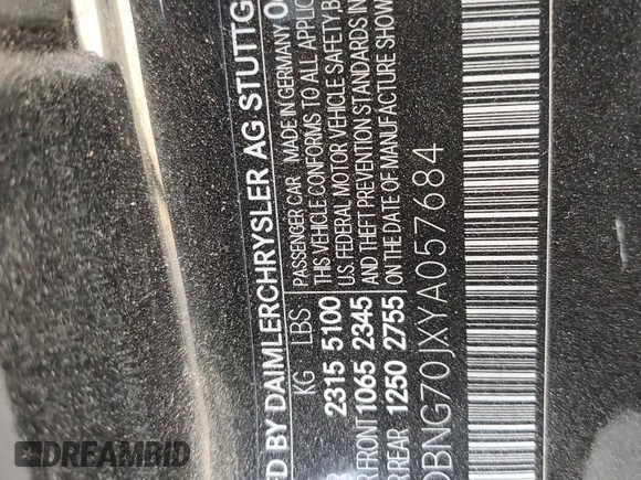 2000 Mercedes-Benz S 320/430/500 z VIN WDBNG70JXYA057684, wystawiony jako Copart lot #85606154 z przebiegiem Nie podano mil oraz Szkoda całkowita • Salvage title. Historia ofert i sprzedaży dostępna na DreamBid. Obrazek 12.
