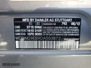 2013 Mercedes-Benz S-Class S 550 with VIN WDDNG9EB9DA503872, listed as a Copart auction lot 52643825 with 128,767 mi miles and Clean Title. Bid and sale history available at carsss.com. Image 12.