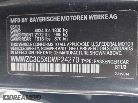 2013 MINI Countryman S with VIN WMWZC3C5XDWP24270, listed as a IAAI auction lot 42232550 with 95,512 mi miles and . Bid and sale history available at DreamBid. Image 9.