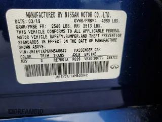 2019 Infiniti Q50 3.0t Signature Edition with VIN JN1EV7AP6KM540642, listed as a Copart auction lot 64402524 with 43,677 mi miles and Salvage Title. Bid and sale history available at carsss.com. Image 15.