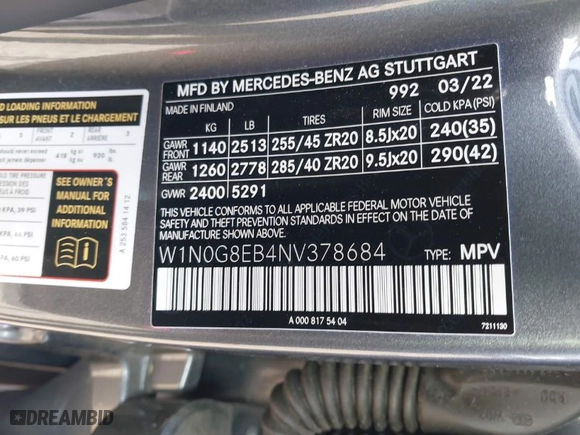 2022 Mercedes-Benz GLC with VIN W1N0G8EB4NV378684, listed as a IAAI auction lot 41469349 with 28,965 mi miles. Bid and sale history available at carsss.com. Image 9.