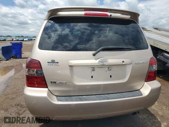 2006 Toyota Highlander w/3rd Row z VIN JTEEP21A260163077, wystawiony jako Copart lot #58827525 z przebiegiem 70 570 mil mil oraz Szkoda całkowita • Salvage title. Historia ofert i sprzedaży dostępna na DreamBid. Obrazek 6.
