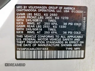 2020 Volkswagen Atlas S с VIN 1V2AP2CA6LC501444, выставлен на аукционе Copart как лот 60483775 с пробегом 80 795 миль миль и Списание • Salvage title. История ставок и продаж доступна на DreamBid. Изображение 13.