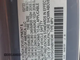 2022 Honda Pilot Sport z VIN 5FNYF5H3XNB018348, wystawiony jako Copart lot #54051645 z przebiegiem 49 712 mil mil oraz Szkoda całkowita • Salvage title. Historia ofert i sprzedaży dostępna na DreamBid. Obrazek 13.