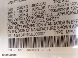 2018 Acura RDX w/Advance Pkg with VIN 5J8TB4H70JL009007, listed as a IAAI auction lot 40382722 with 104,933 mi miles. Bid and sale history available at carsss.com. Image 9.