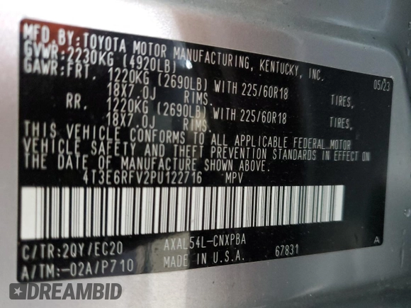2023 Toyota RAV4 Hybrid XSE z VIN 4T3E6RFV2PU122716, wystawiony jako Copart lot #51009615 z przebiegiem 28 643 mil mil oraz Nie do naprawy • Non repairable. Historia ofert i sprzedaży dostępna na DreamBid. Obrazek 12.