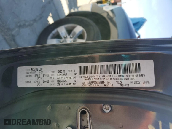 2017 Ram 1500 Express with VIN 1C6RR6FG5HS846894, listed as a Copart auction lot 56737595 with 89,480 mi miles and Salvage title. Bid and sale history available at DreamBid. Image 12.