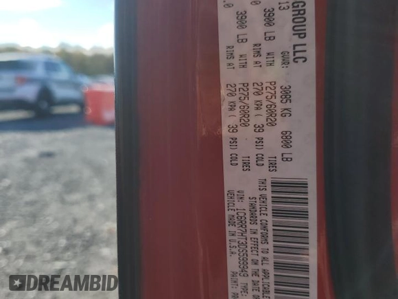 2013 Ram 1500 Sport with VIN 1C6RR7HT3DS599949, listed as a Copart auction lot 75317194 with Not provided miles and Salvage title. Bid and sale history available at DreamBid. Image 13.