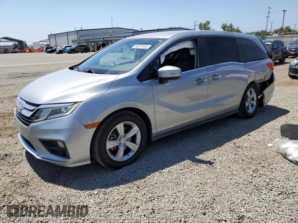 2019 Honda Odyssey EX with VIN 5FNRL6H59KB011858, listed as a Copart auction lot 60272445 with 54,708 mi miles and Salvage title. Bid and sale history available at DreamBid. Image 1.