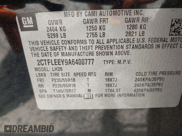 2010 GMC Terrain SLE-2 с VIN 2CTFLEEY9A6400777, выставлен на аукционе IAAI как лот 42124393 с пробегом 245 472 миль миль и . История ставок и продаж доступна на DreamBid. Изображение 9.
