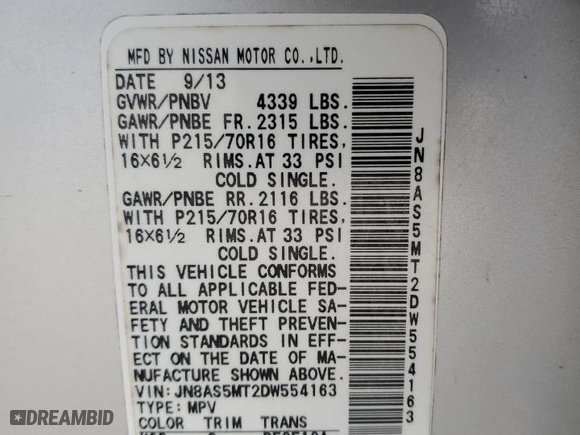2013 Nissan Rogue SL with VIN JN8AS5MT2DW554163, listed as a Copart auction lot 87758665 with 107,219 mi miles and Salvage Title. Bid and sale history available at carsss.com. Image 15.