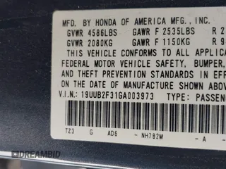 2016 Acura TLX V6 with VIN 19UUB2F31GA003973, listed as a IAAI auction lot 41560121 with 1 mi miles. Bid and sale history available at carsss.com. Image 9.