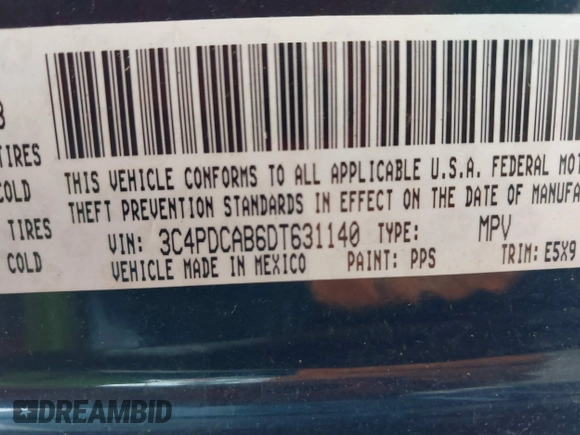 2013 Dodge Journey SE with VIN 3C4PDCAB6DT631140, listed as a IAAI auction lot 41833560 with 222,788 mi miles. Bid and sale history available at carsss.com. Image 9.