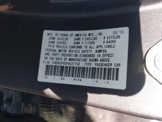 2015 Honda Accord Sedan EX-L with VIN 1HGCR3F82FA031708, listed as a IAAI auction lot 41223504 with 91,559 mi miles. Bid and sale history available at carsss.com. Image 9.