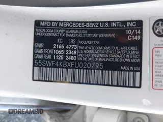 2015 Mercedes-Benz C 300 Luxury with VIN 55SWF4KBXFU020795, listed as a IAAI auction lot 41842174 with 113,630 mi miles and . Bid and sale history available at carsss.com. Image 9.
