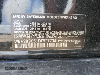 2013 BMW 3 Series 328i xDrive with VIN WBA3B3C51DF537704, listed as a Copart auction lot 49655625 with 98,384 mi miles and Salvage Title. Bid and sale history available at DreamBid. Image 14.