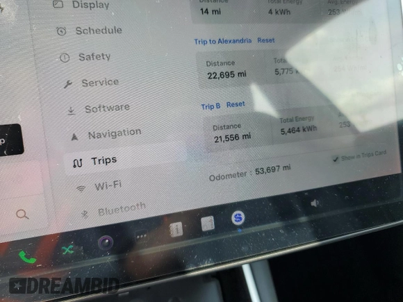 2018 Tesla Model 3 Long Range Battery with VIN 5YJ3E1EA3JF035530, listed as a Copart auction lot 53933835 with 53,697 mi miles and Salvage Title. Bid and sale history available at DreamBid. Image 9.