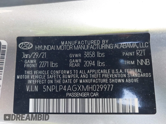 2021 Hyundai Elantra Limited with VIN 5NPLP4AGXMH029977, listed as a IAAI auction lot 41435696 with 66,986 mi miles and . Bid and sale history available at DreamBid. Image 9.