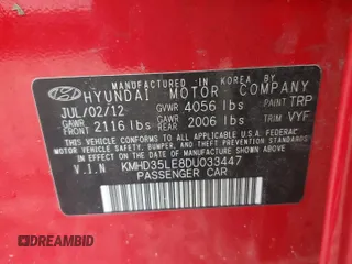 2013 Hyundai Elantra GT with VIN KMHD35LE8DU033447, listed as a Copart auction lot 74469134 with 0 mi miles and Salvage Title. Bid and sale history available at carsss.com. Image 13.