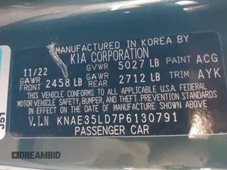 2023 Kia Stinger GT-Line with VIN KNAE35LD7P6130791, listed as a IAAI auction lot 41662808 with 17,710 mi miles. Bid and sale history available at carsss.com. Image 9.