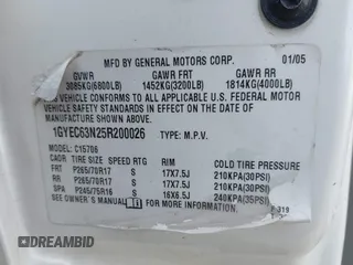 2005 Cadillac Escalade z VIN 1GYEC63N25R200026, wystawiony jako IAAI lot #41761210 z przebiegiem 226 747 mil mil oraz . Historia ofert i sprzedaży dostępna na DreamBid. Obrazek 9.
