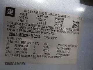2015 Chevrolet Equinox LT with VIN 2GNALBEK3F6163265, listed as a IAAI auction lot 41978574 with 96,388 mi miles. Bid and sale history available at carsss.com. Image 9.