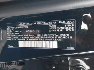 2024 Polestar 2 z VIN YSMFD3KA9RL210991, wystawiony jako IAAI lot #41724972 z przebiegiem 18 091 mil mil oraz . Historia ofert i sprzedaży dostępna na DreamBid. Obrazek 9.
