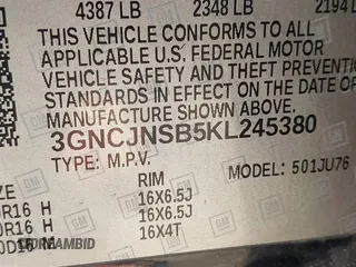 2019 Chevrolet Trax LS with VIN 3GNCJNSB5KL245380, listed as a IAAI auction lot 39913720 with 1 mi miles. Bid and sale history available at carsss.com. Image 9.