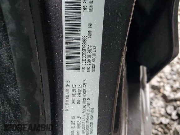 2015 Chrysler 200 S with VIN 1C3CCCBB9FN680839, listed as a Copart auction lot 61400265 with 143,228 mi miles and Salvage title. Bid and sale history available at DreamBid. Image 12.
