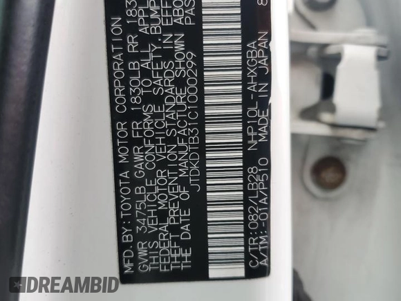 2012 Toyota Prius One with VIN JTDKDTB31C1000299, listed as a Copart auction lot 51562675 with 166,288 mi miles and Salvage Title. Bid and sale history available at DreamBid. Image 14.